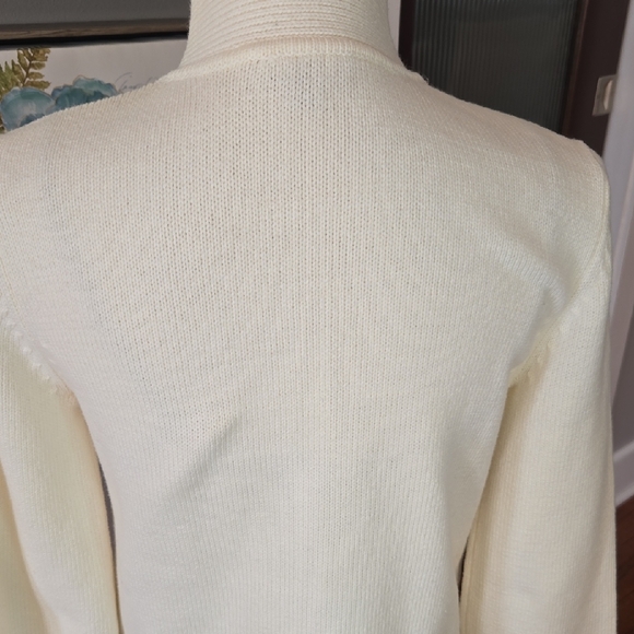 J. Jill Women's Small Cream Button Front Pocket Work Casual Cotton Cardigan - Picture 9 of 14